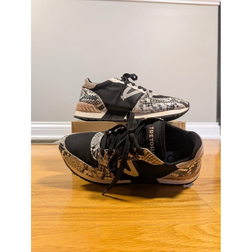Tretorn Loyola Snake Print Sneakers Womens 8 Black Retro Running Shoes